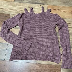 Pink Sparkly Cold Shoulder Sweater